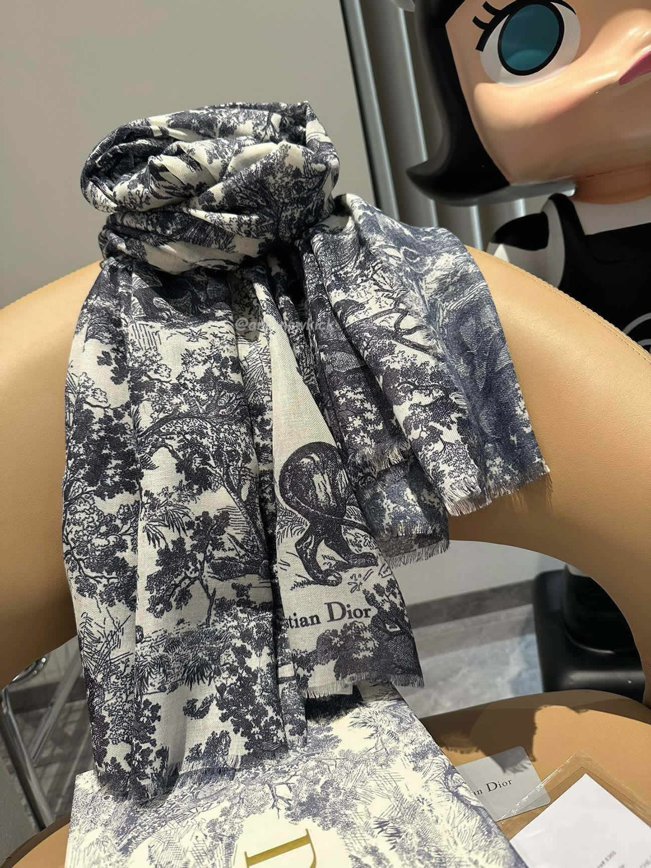 Dior Printed Shawl Cashmere Fabrics Sauvage Ruyi Print 140x180cm (11) - newkick.app